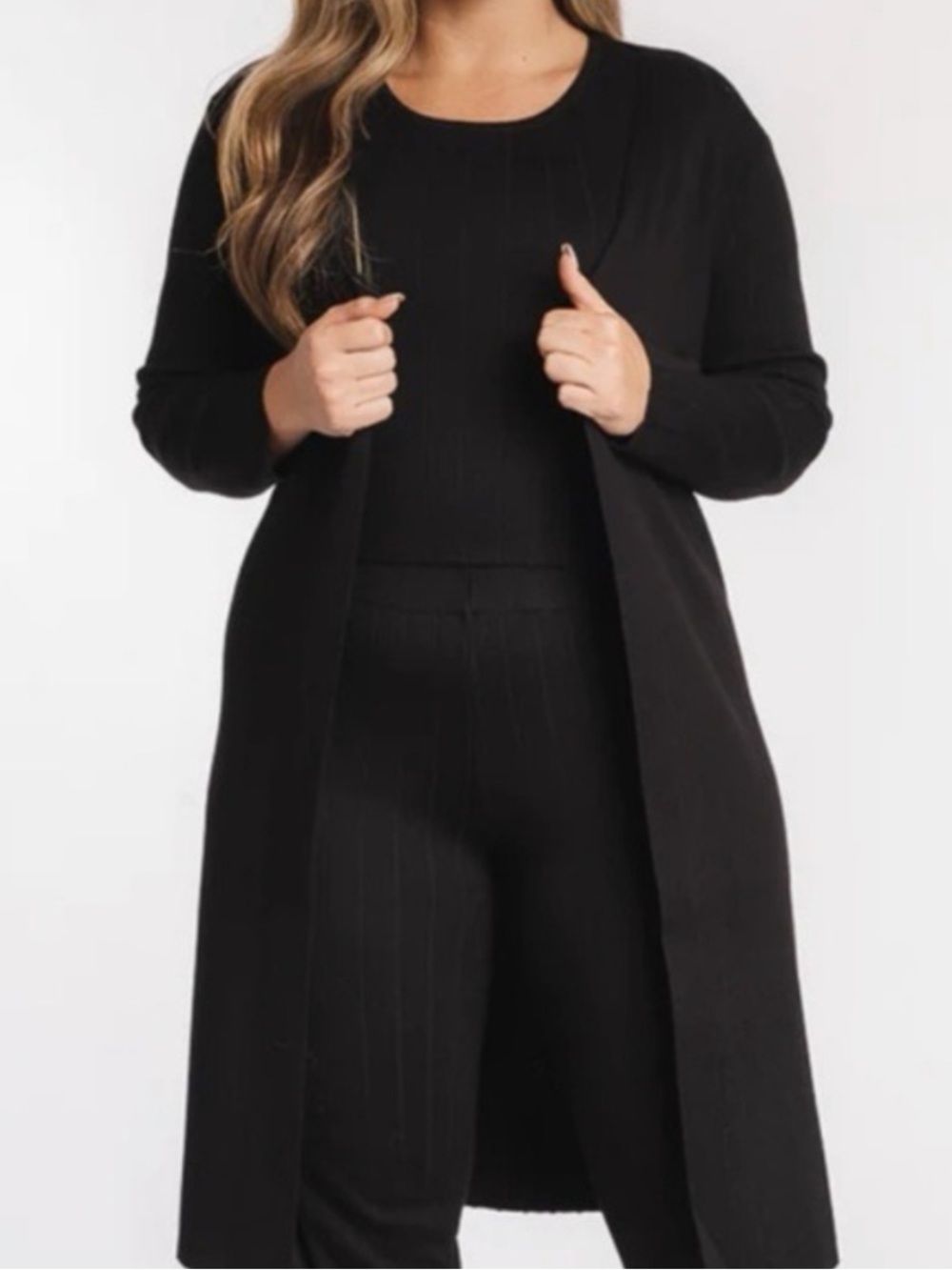 Silk & Salt Ribbed Open Front Loungewear Cardigan